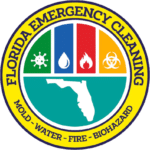 Florida Emergency Cleaning Logo with Biohazard, Water, Fire, & Mold Symbols