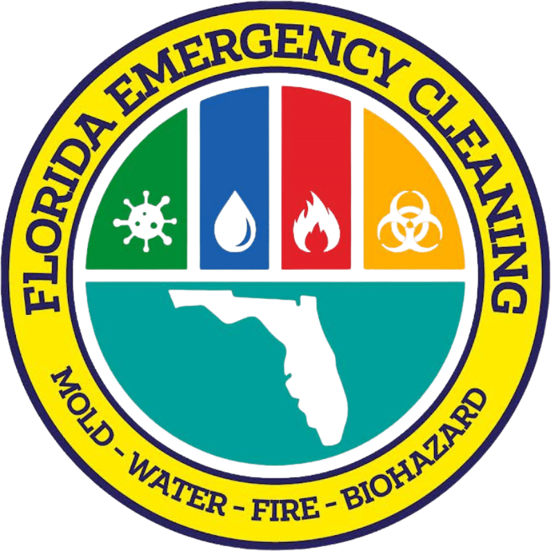 Florida Emergency Cleaning Logo with Biohazard, Water, Fire, & Mold Symbols